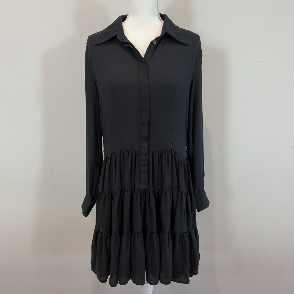 Louis Vuitton Uniforms Tiered Ruffle Shirt Dress Womens Size EU 42/US 10 Black